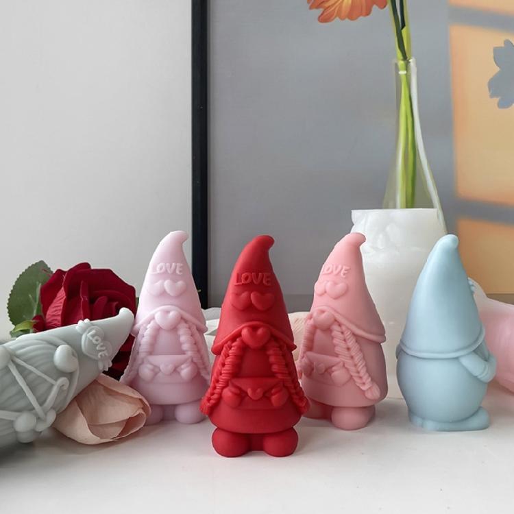 Love Heart Gnome Silicone Mold DIY Table Ornament Tool Scented Candle Mold