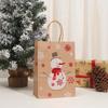 12PCS New Christmas Foil Stamped Paper Gift Bags Brown Kraft Tote with Reindeer Snowflake Tree Design for Holiday Party Presents