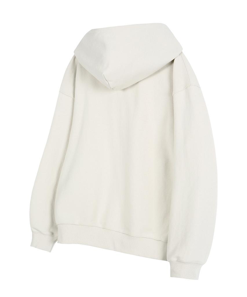 Gainsboro 2Way Signature 1 Zip-Up Hoodie_Cream