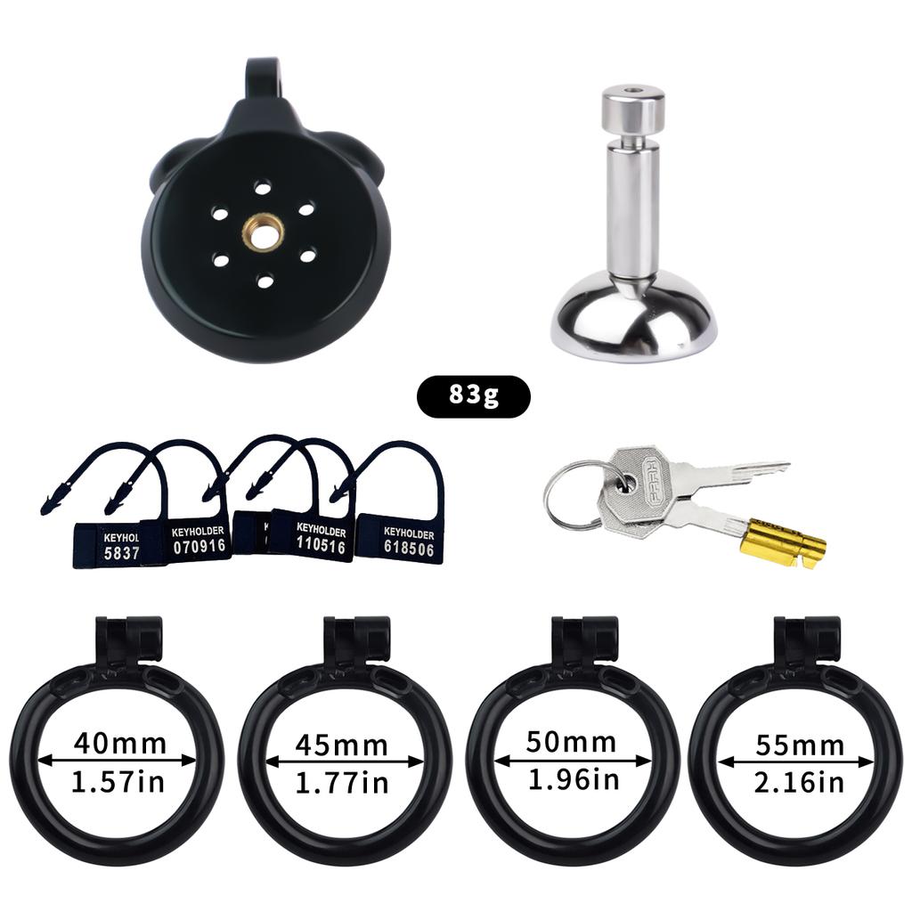 FRRK-216C Plastic Male Bondage Sex Chastity Cage Four Colors Four Sizes Bdsm Resin Penis Cage with Built In Chastity Locks