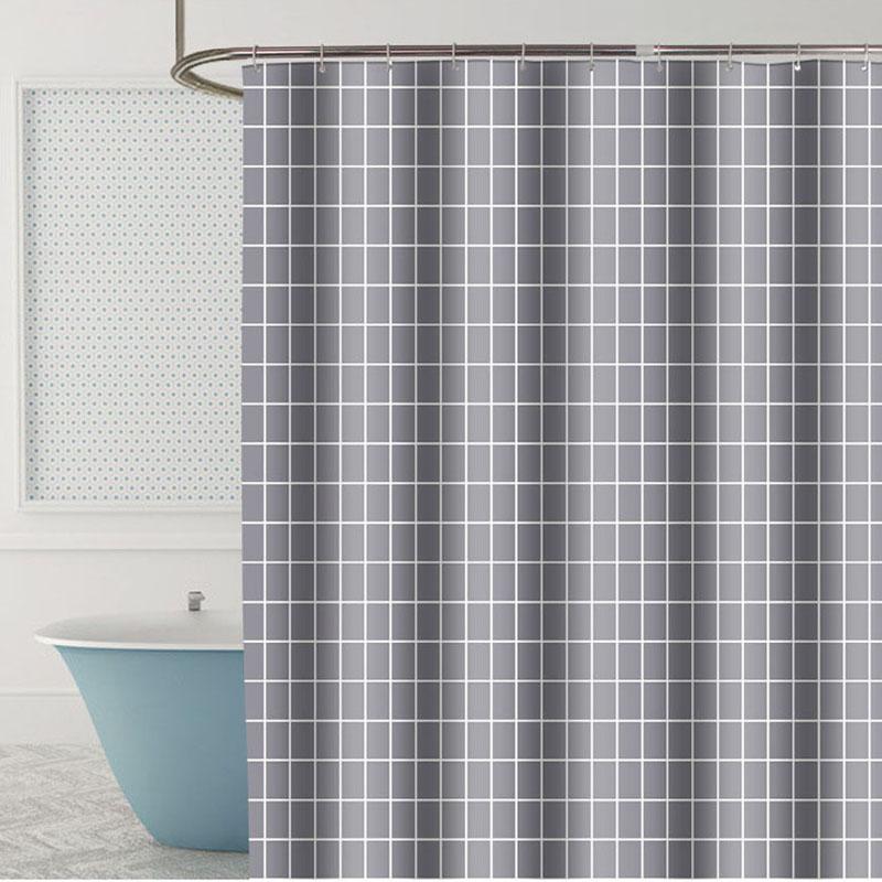 Plaid Shower Curtain Grey White Waterproof Europe Bath Curtains Sets Bathroom Bathtub Large Wide 12 Hook Cortina De La Ducha