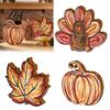 Autumn Harvest Table Decorations 3Pcs Thanksgiving Wooden Block Signs, Fall Pumpkin Turkey Maple Leaf Tabletop Display Ornaments Decor, Farmhouse