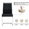 Modern Dining Chairs Set of 2, Backrest Made of PU Faux Leather and Linen, High Back Upholstered Chair, Stripe Design for Kitchen, Guest Chair, Black