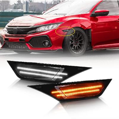 2 Stück JDM Blinker Leuchten Getönte Linse Bernstein Weiß Voll LED Birne Front Seitenmarkierungslicht Kompatibel Mit 2016-2021 10. Generation Honda Civic Limousine Coupe