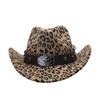 Leopard Print Felt Hat, Unisex, Versatile British Vintage Autumn/winter Wool Jazz Hat, European and American Street Fashion Hat