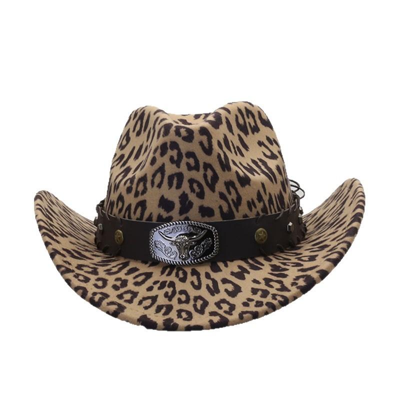 Leopard Print Felt Hat, Unisex, Versatile British Vintage Autumn/winter Wool Jazz Hat, European and American Street Fashion Hat