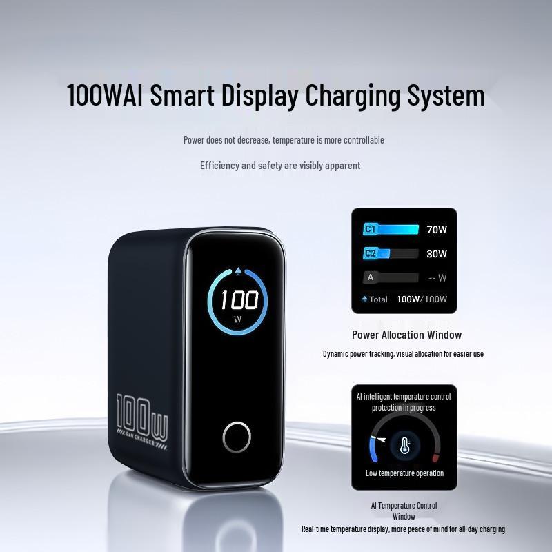 AI-Powered 100W Gallium Nitride Multi-Port Charger for Phones and Laptops