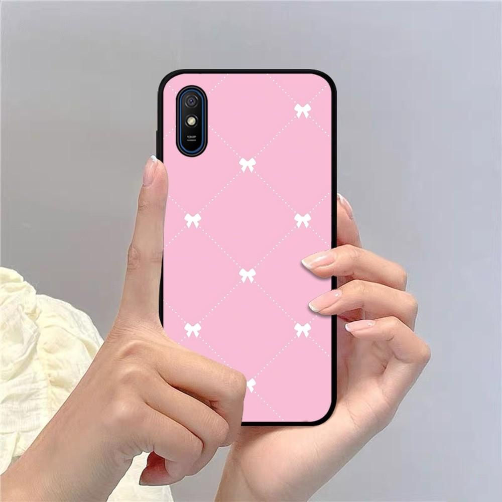 Cute Pink Bowknot Phone Case For Redmi Note 4 X 5 A 6 7 8 T 9 9S 10 11 11S 11Epro Poco M3 Pro
