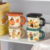 High Value Style Square Ceramic Mug with Lid Dustproof Office Couple Girl Drinking Water Cup for Home