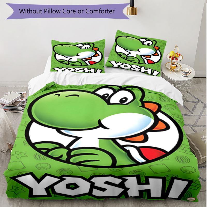 3pcs Duvet Cover Set (1*Duvet Cover + 2*Pillowcase, Without Core), Yoshi Print Soft All‑Season Bedding Set, Home Bedroom Decor Gift