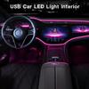EL Wire Interior Car LED Strip Lights, 16.5FT USB Neon Glowing Strobing Electroluminescent Wire Strip With 6Mm Sewing Edge, Ambient Lighting Kits For