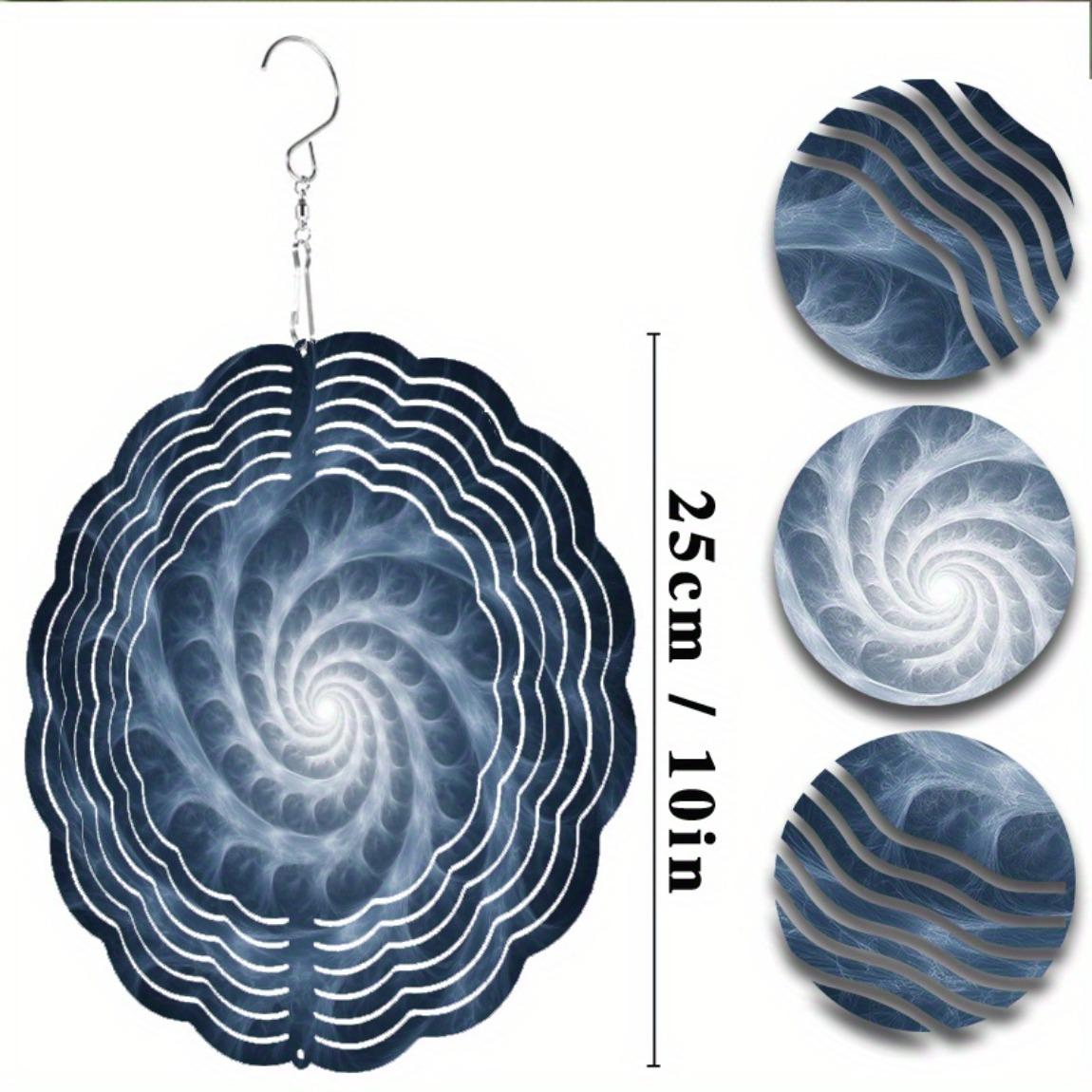 

10-дюймовый металлический ветряной спиннер на тему черной дыры с вращающимся на 360 градусов крюком, современное спиральное садовое искусство синего и белого цвета, декор для улицы и двора для всех сезонов 01A