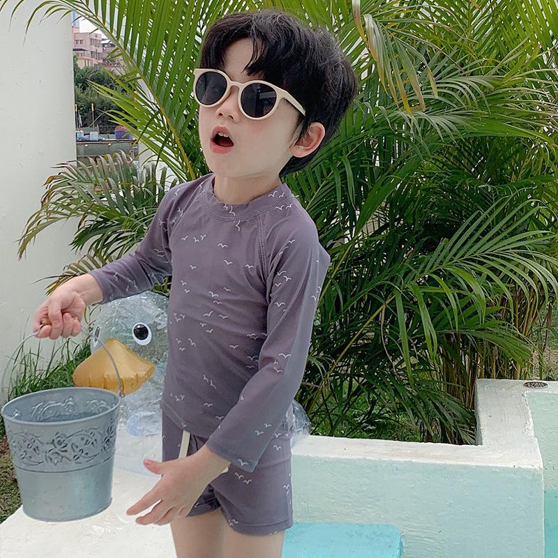 Korean Style Gray Seagull Quick-Dry Beach Swimsuit for Boys