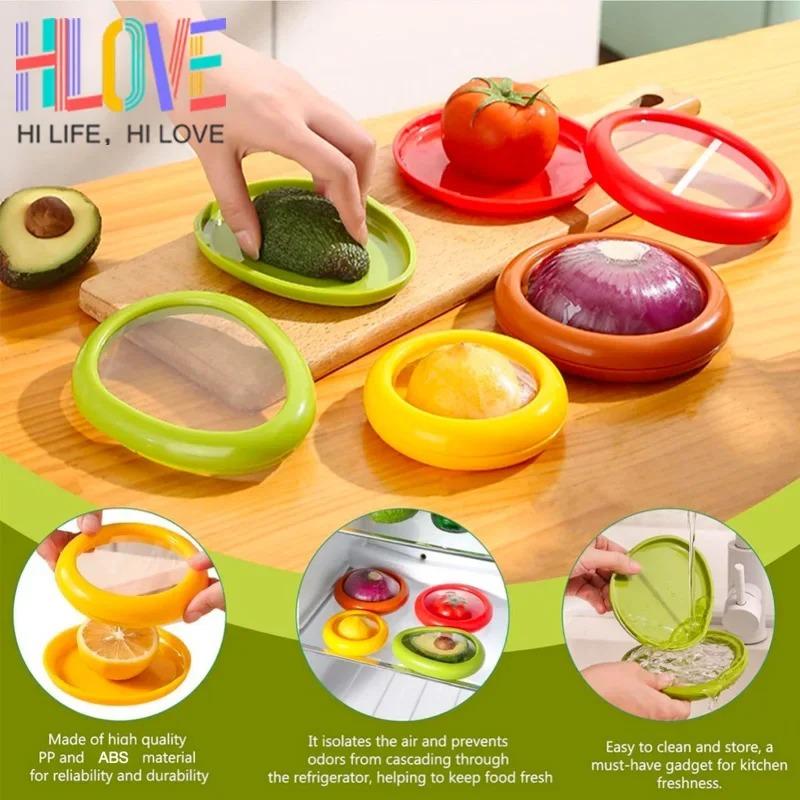 4Pcs Set Fruit Preservation Box Silicone Film Food Box Sealed Mini Refrigerator for Storage Vegetable Avocado Lemon Storage Box