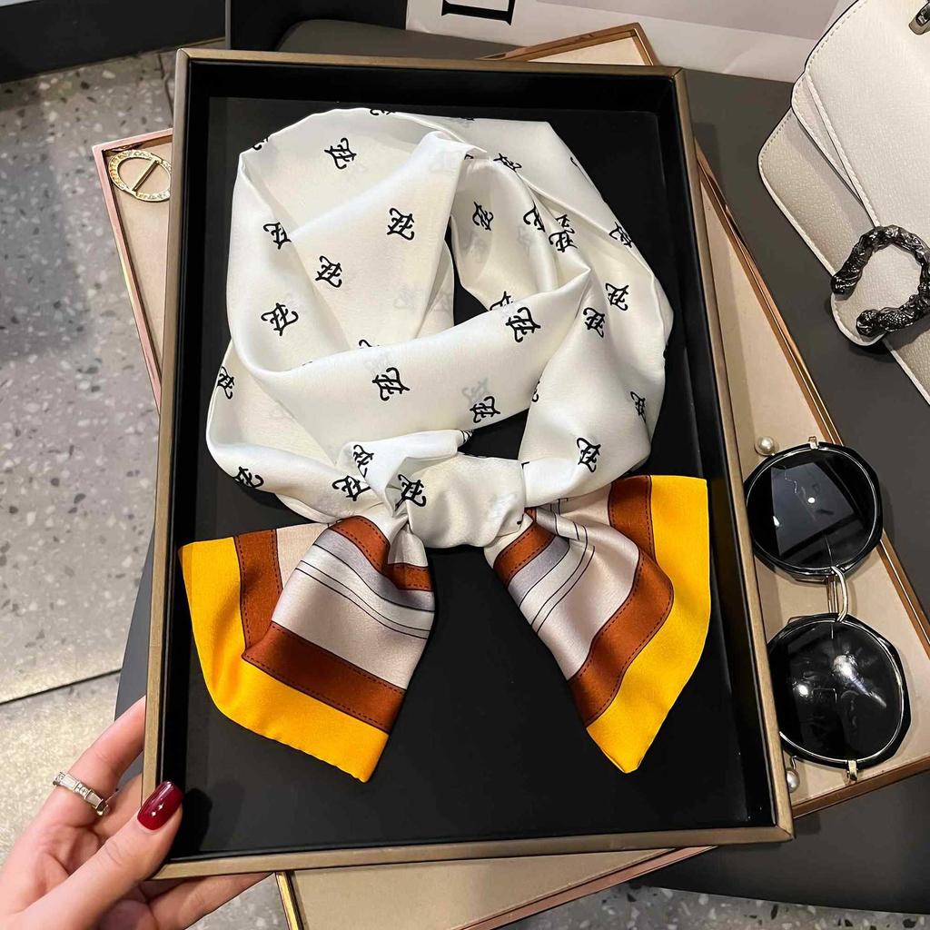 Small Silk Scarf Women's Spring and Autumn Thin Korean Version Versatile Thin and Narrow Long Scarf Tied Hair Temperament Square Scarf with Suit Shirt