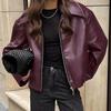 Motorcycle Windproof Leather Jacket Autumn New Loose Outerwear Fashion Women's Coat
