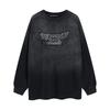 Unisex Oversized Long Sleeve Cotton Blend Hoodie Streetwear Gradient Wash Tee Fall Casual Top