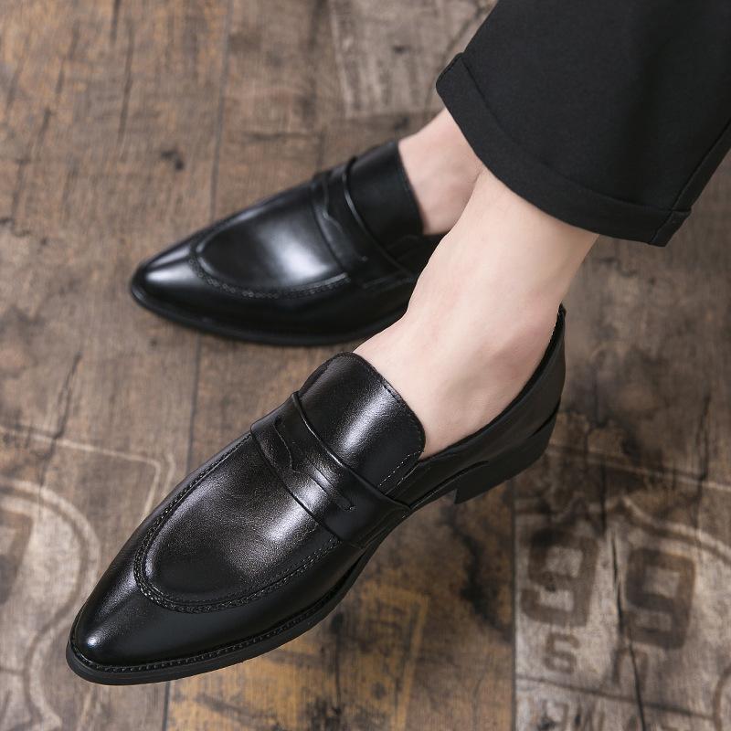 Leather Shoes Men's Spring and Autumn British Style Men's Shoes Business Dress Casual Shoes Fashion Leather Shoes Office Lazy Shoes