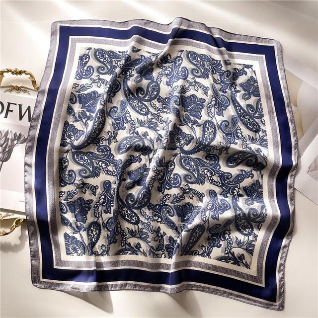 Silk Scarf For Women Luxury Hijab Hair Bands Square Neckerchief Female Satin Shawl Ribbon Headband Fashion Wraps Bandana