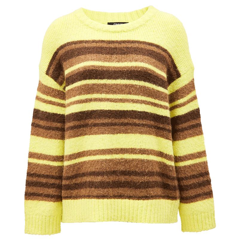 ONLY Women s 2024 Winter Color Block Stripe Loose Knit Sweater S