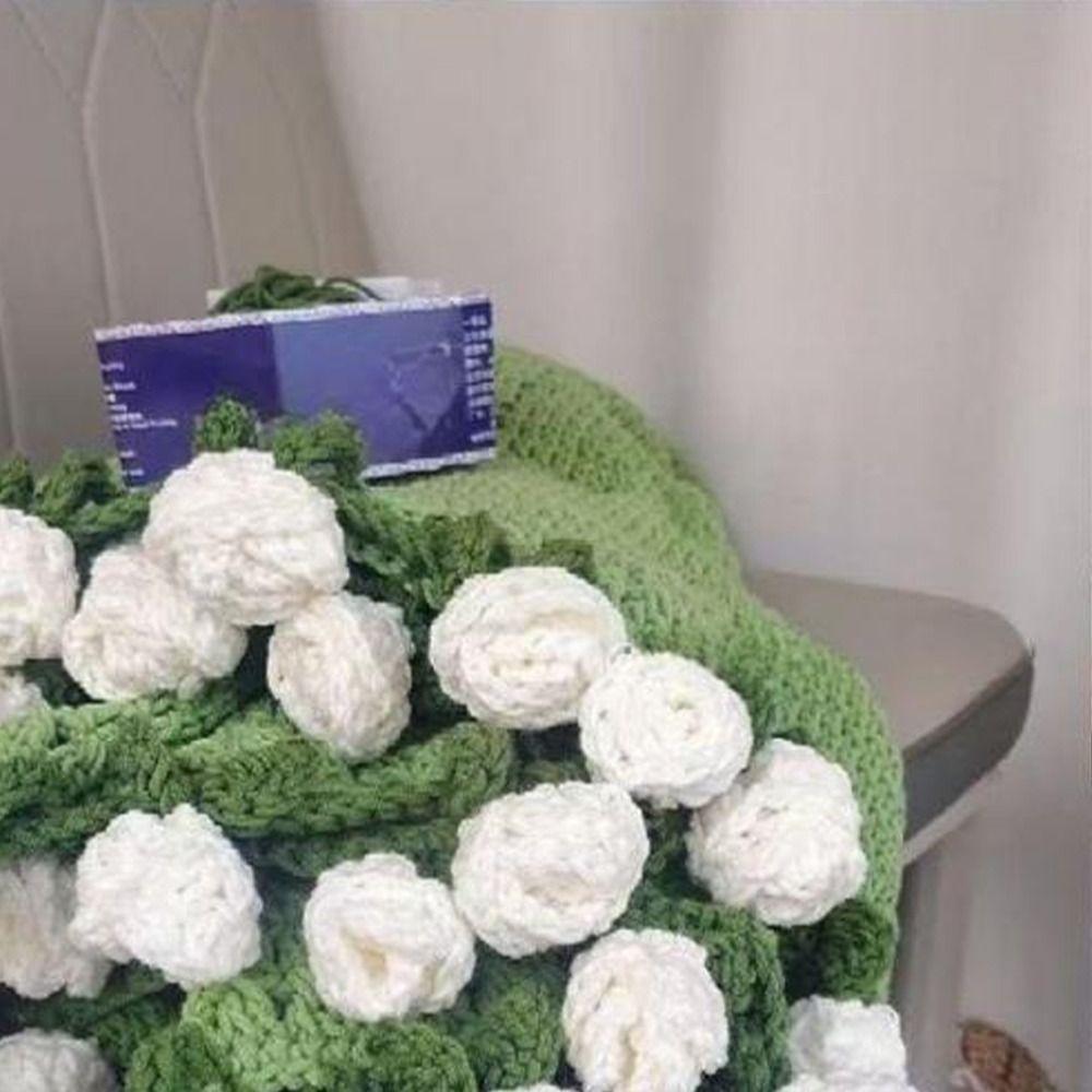 Crochet Flower Bouquet Blanket Sunflower Carnation Artificial Knitted Blanket Holiday Gifts