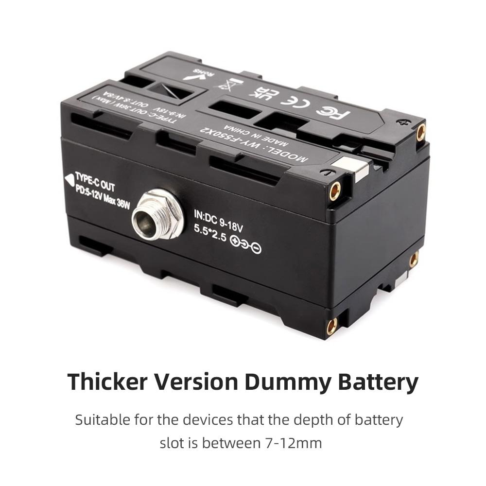 Type C To Double Sided NP F550 570 770 970 Dummy Battery Power Adapter with 5 12V Type C Output Flexible Spring Cable