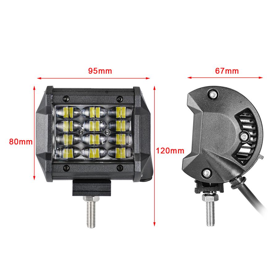 Pair 4inch 144W 14400LM LED Work Light Bar RGB 6 Colors Breathing Flood Spot Beam Offroad 4WD SUV Driving Fog Lamp