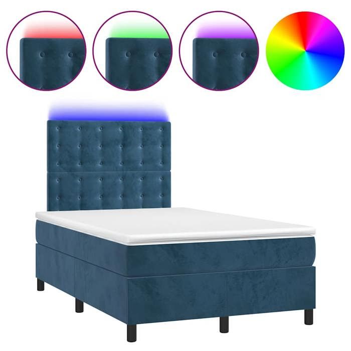 Maison Exclusive - Sommier à lattes de lit avec matelas LED bleu foncé 120x190 cm