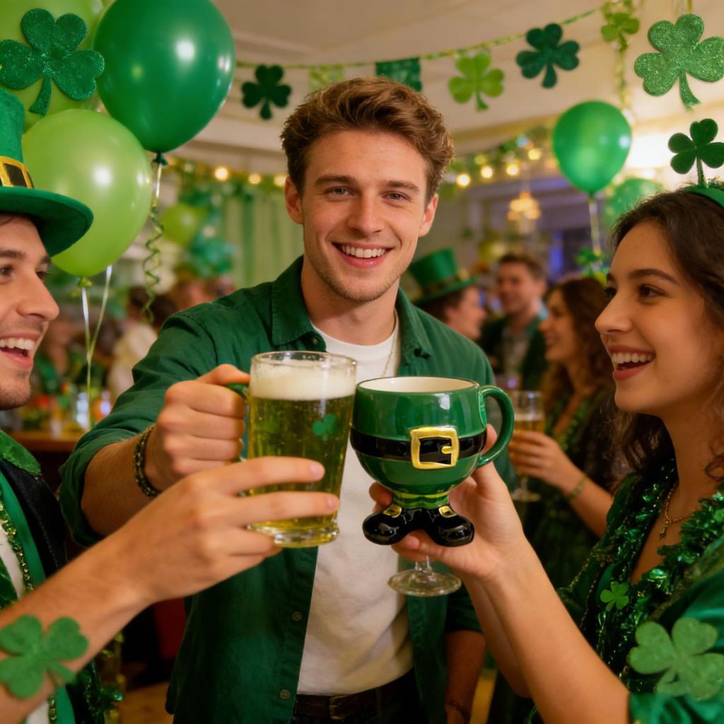 St. Patrick’s Day Leprechaun Hat Mug,  Coffee Mug With Knot Handle, Green Irish-Themed Drinkware For Holiday Celebration & Collection