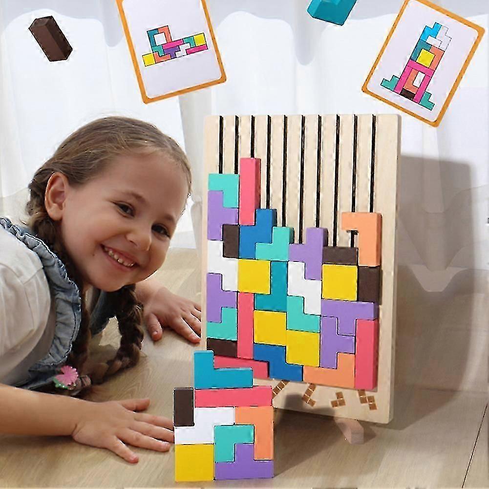 Pädagogische 3D-Blockpuzzle-Spielzeuge für Kinder im Kindergarten, Fesselndes Holzpuzzle-Spiel für Kinder und Jugendliche, für Feinmotorik - KM