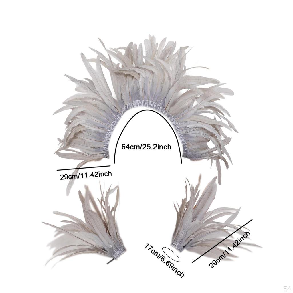 Costume Shawl Featuring Feather and Wrist Cuffs for Celebrations