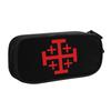Kawaii Jerusalem Kingdom Cross Pencil Case for Girls Boys Knights Templar Crusades Large Capacity Pen Box Bag School Accessories