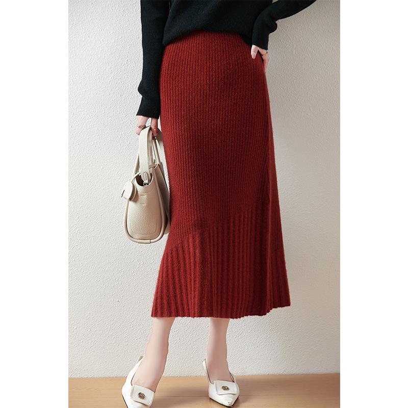 

Женская юбка годе из шерсти с высокой талией – Корейский стиль, средней длины, Осень/Зима L (105-120 jin)