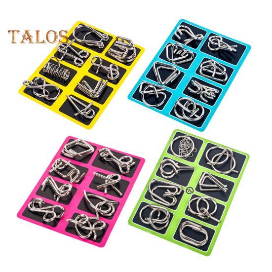 8 sztuk/zestaw Metalowy pierścień do układania łamigłówek 3D Drut Puzzle Gra Dzieci Dorośli Logika Umysł Test IQ Edukacyjny Odblokuj Blokada Zabawka Maluchy Chłopcy Dziewczęta Prezent