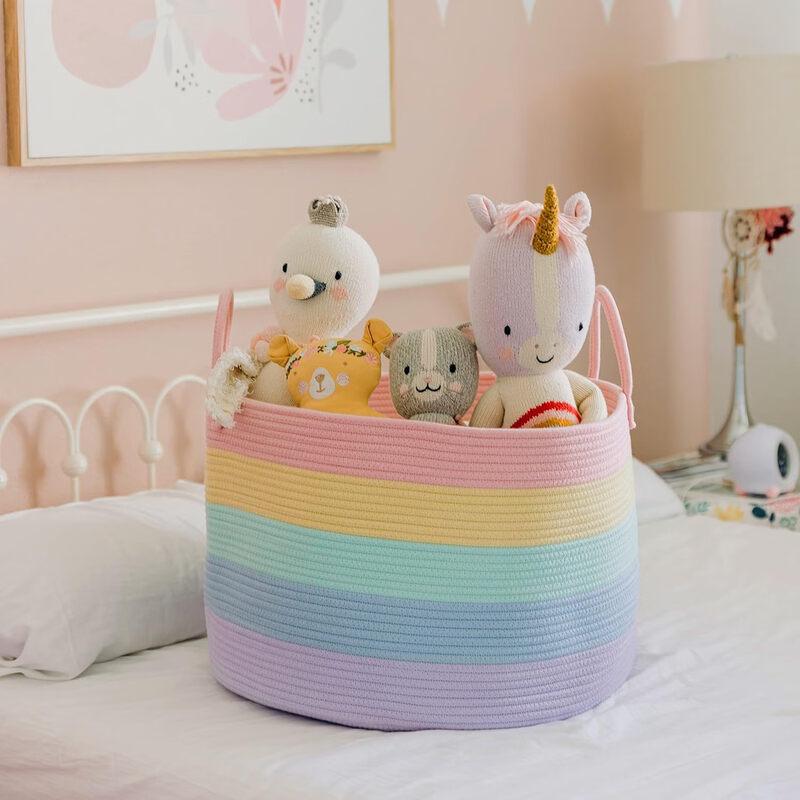 miflame Large Rainbow Cotton Rope Storage Basket