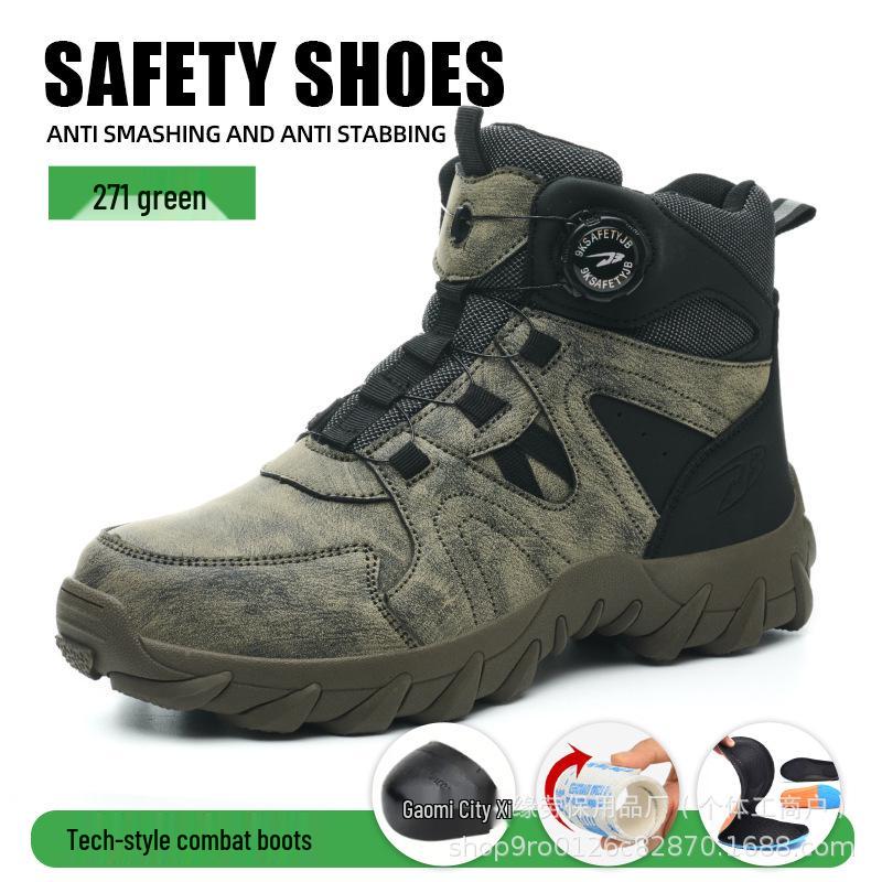 Comfortable Anti-Slip High-Top Work Safety Shoes: Puncture-Resistant, Anti-Smash Leather with Standing Support