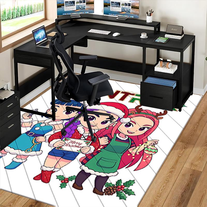 1pc Huntrix Christmas Anime Cartoon Design Office Chair Mat, Non-Slip Carpet for Home Decor, Suitable for All Seasons, Perfect Gift for Office and Gam