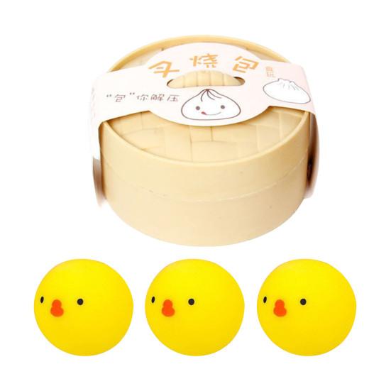 1/3Pcs Steamed Bun Toy with Steamer Pig Chick Panda Bunny Bun Squeeze Toy Slow Rebound Simulated Dumpling Stress Ball Office Desk Relaxation Tool