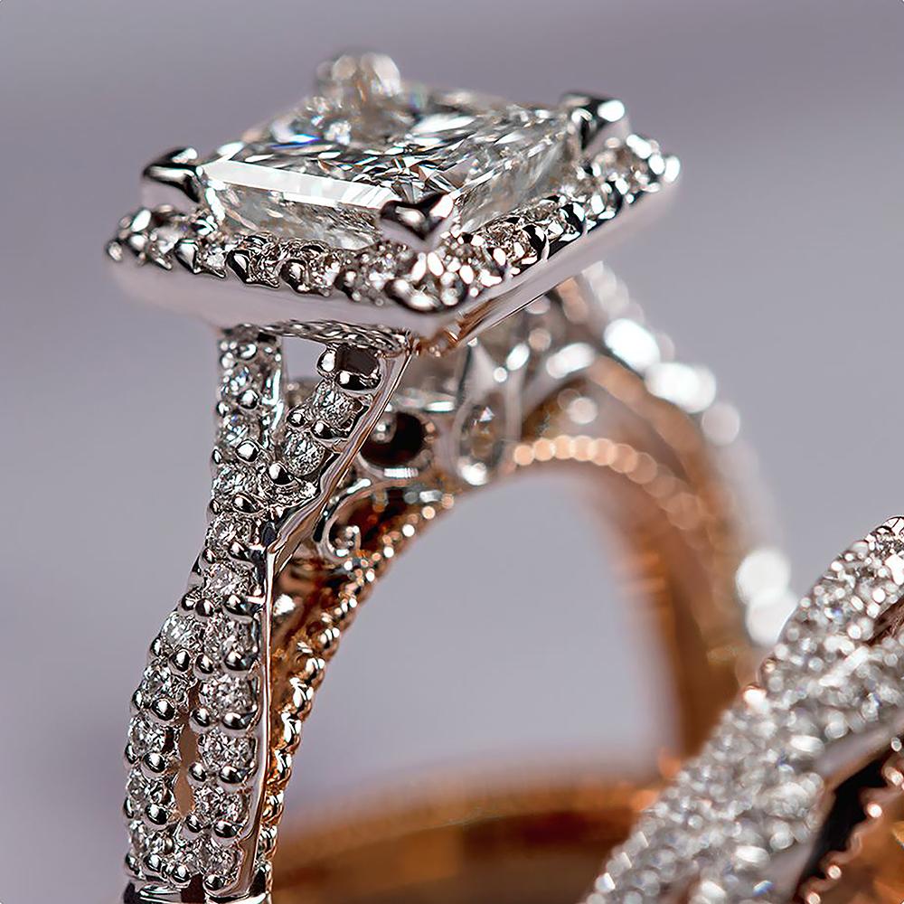 Charm Couple Rings Men Stainless Steel Rhinestones Zircon Women Wedding Band Set Valentine Day Jewelry