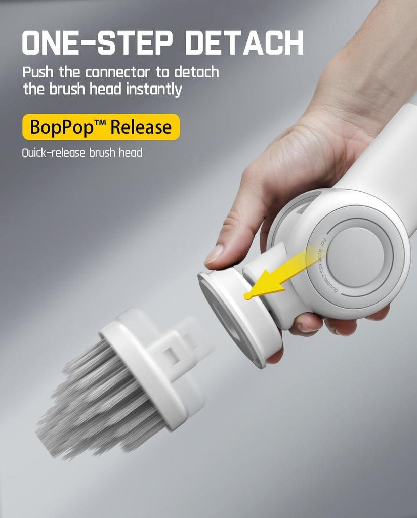 Fanttik Flip G9 Pro Electric Spin Bath Cleaner with 6 Adjustable Angle Telescoping IPX7 Bathroom Tile and Grout Cleaning White Scrubber, 2-Speed