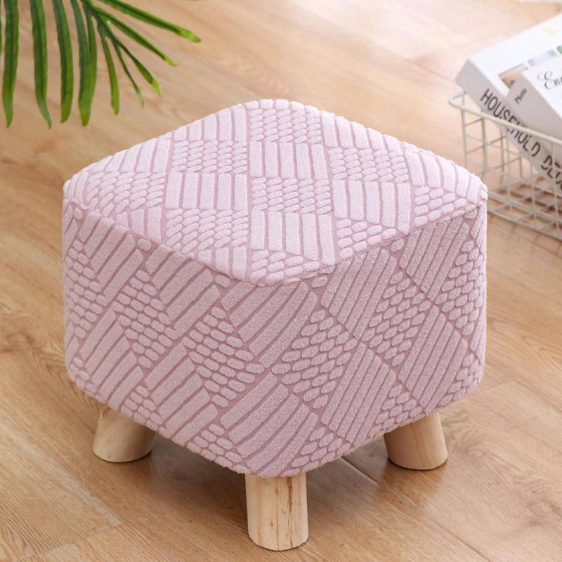 1pc Small Footstool Cover Round Square Stretch Jacquard Ottoman Slipcover Dustproof Seat Cover Living Room ChairCover Home Decor