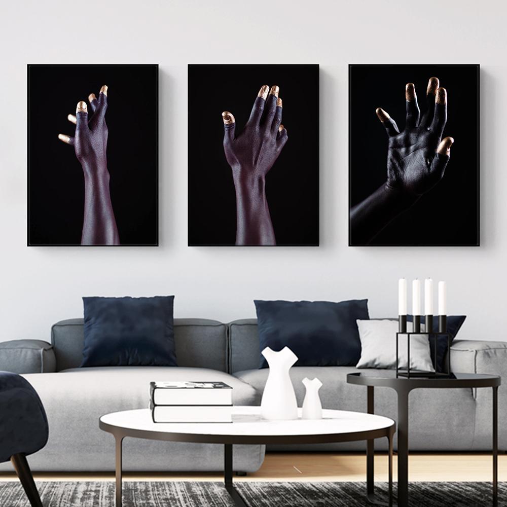 

Черные золотые ногти, постеры с руками, настенные художественные принты на холсте, современные скандинавские простые картины для тела для гостиной, домашний декор, фотографии