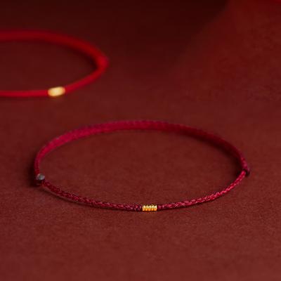 Handgefertigte goldfarbene Perlen Rotes Seil Glücksbringer Armreifen Verstellbare Bettelarmbänder für Frauen Männer Liebende Geschenk