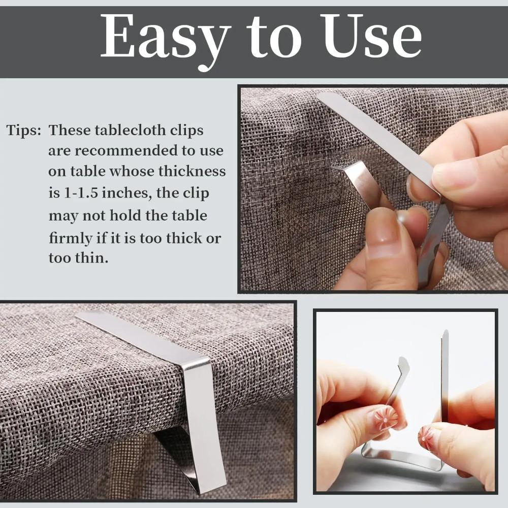 2-20Pcs Stainless Steel Anti-Slip Tablecloth Clips Non-slip Tables Cover Securing Clamps Clip Wedding Camping Promenade Table Cover Clip