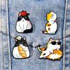 Broche Pin Diseño de Gato de Dibujos Animados Pin de Aleación de Zinc con Incrustaciones de Pedrería Esmalte Pintado a Mano Insignia para Trajes Abrigos Suéteres