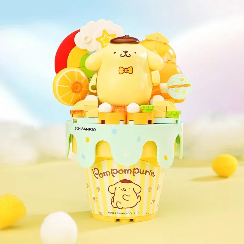 Keeppley Sanrio Building Blocks Ice Cream Cone Hello Kitty Kuromi Pochacco Cinnamoroll Bricks Model Mini Brick Figure Kid Toys