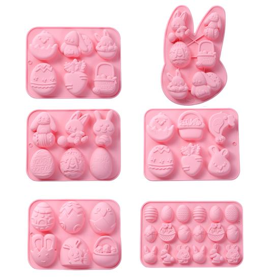 Easter Chocolate Mold Non-Stick Shape Silicone Baking Chocolates Candies Cake Mold Easter Bunny Cupcakes Candy Mold