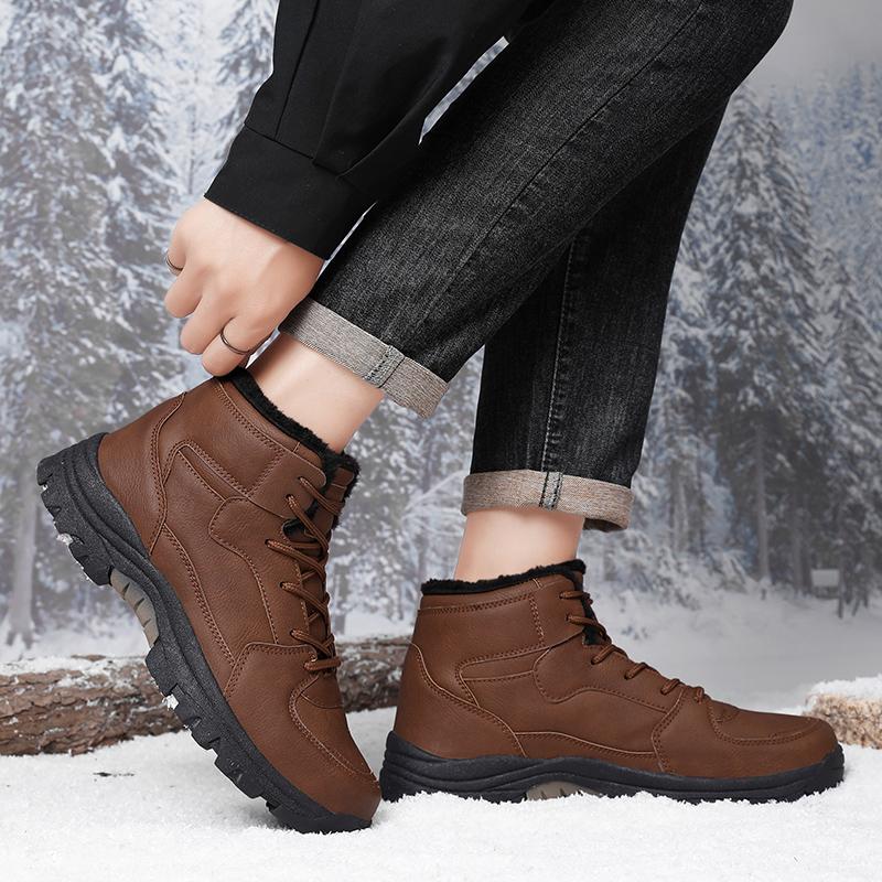 Men's Winter Boots Warm Snow Boots Non-slip Waterproof Shoes High-top Outdoor Plush Shoes Plus Size Boots