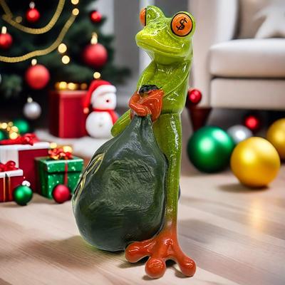 Creative Resin Green Frog Statue,Cute & Funny Novelty Frogs Figurines Home Office Decorations,Birthday Valentine S Charming Gifts