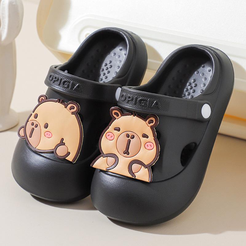 Children's Non-Slip Cartoon Beach Slippers, Closed-Toe for Ages 6-12, Two-Way Summer Shoes